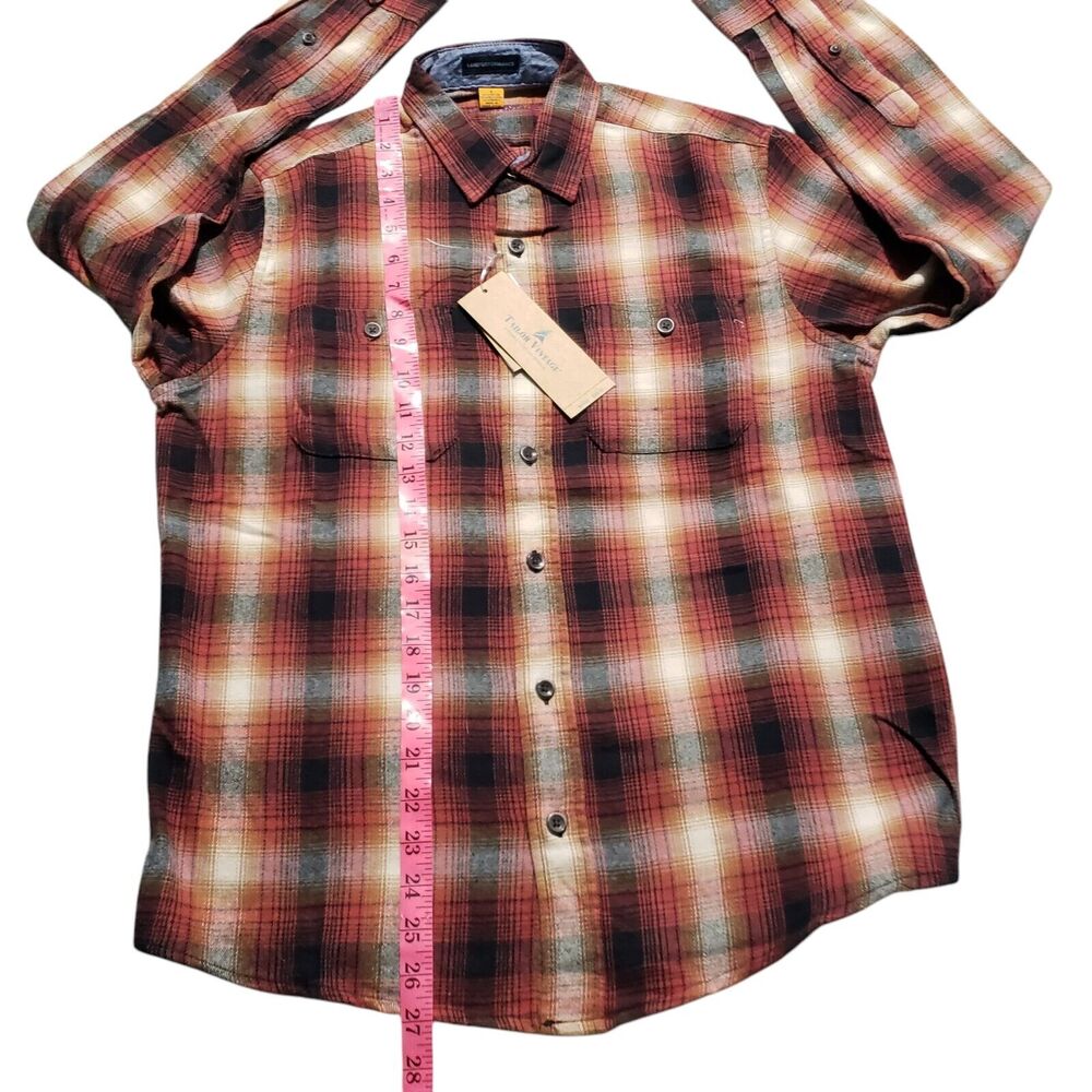 Tailor Vintage Flannel Button Down Shirt Men's Small Maple Lodge Plaid Stretch - Picture 8 of 9